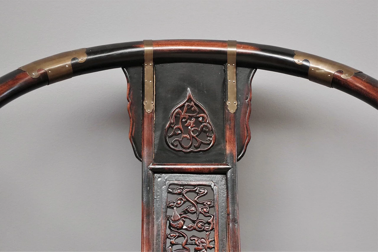 Coppia di sedie pieghevoli in legno e ottone di Ming, anni '20 1382475