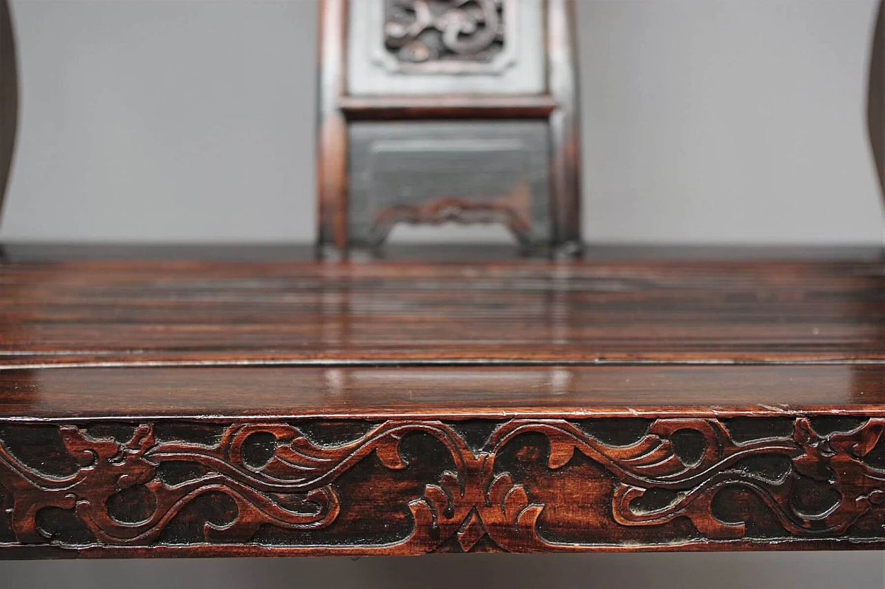 Coppia di sedie pieghevoli in legno e ottone di Ming, anni '20 1382476