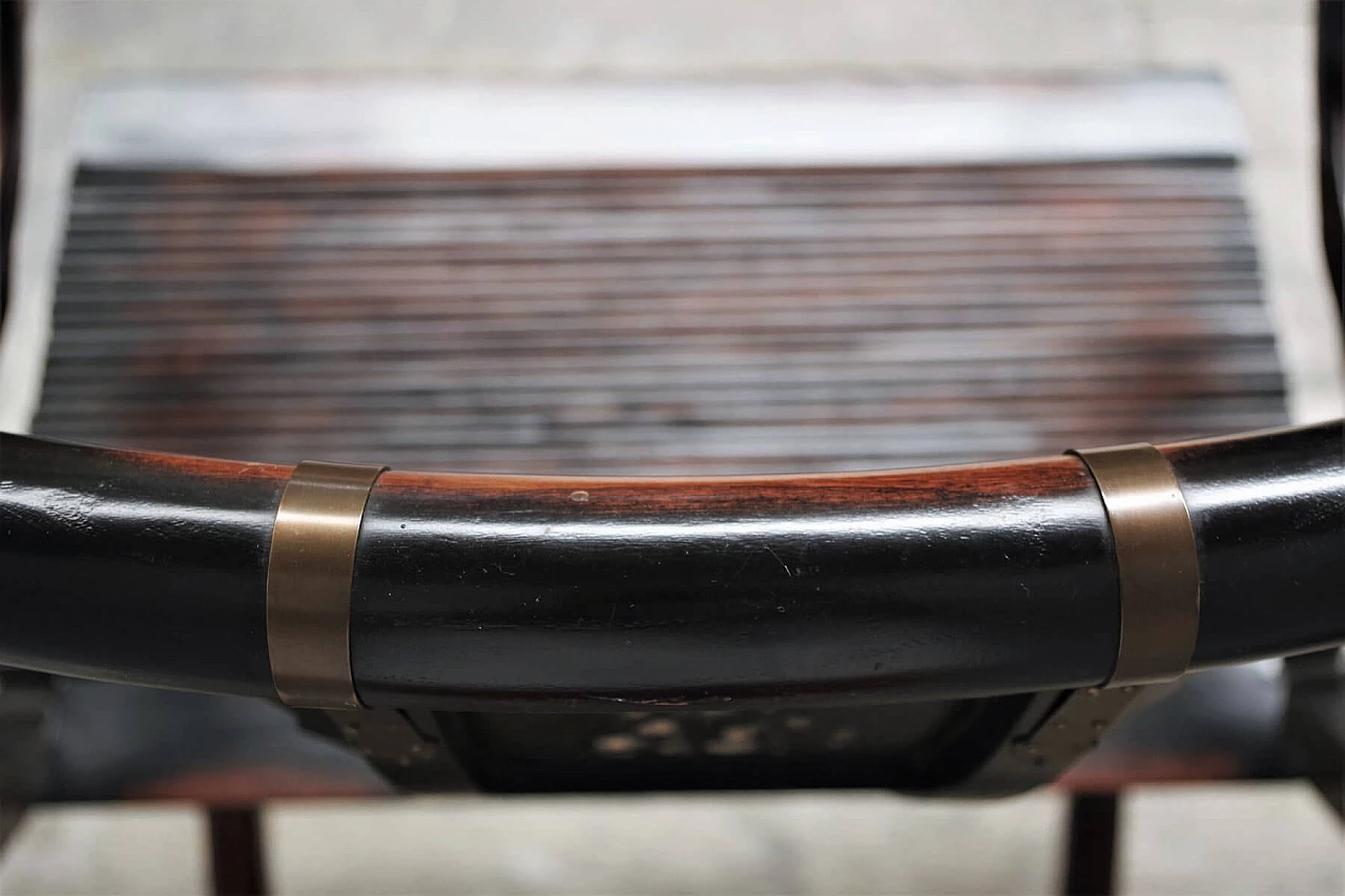 Pair of folding chairs in wood and brass by Ming, 20s 1382478