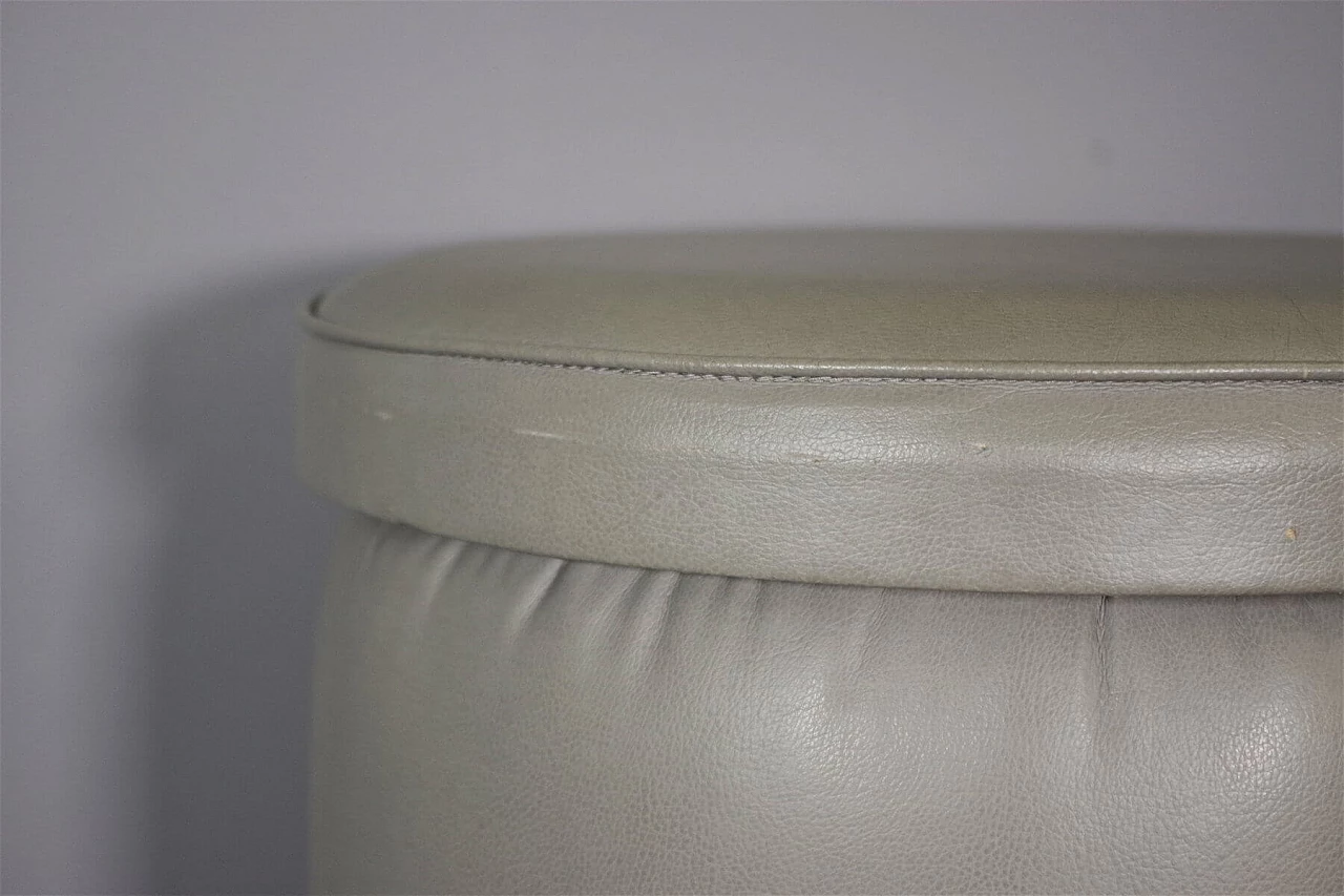 3 Pouf in plywood and leatherette, 80s 1382498