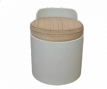 Pouf in wood and fabric, 70s