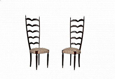 Pair of chairs in maple and fabric by Paolo Buffa, 50s