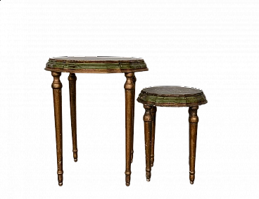 Pair of coffee tables in hand-lacquered wood, 70s