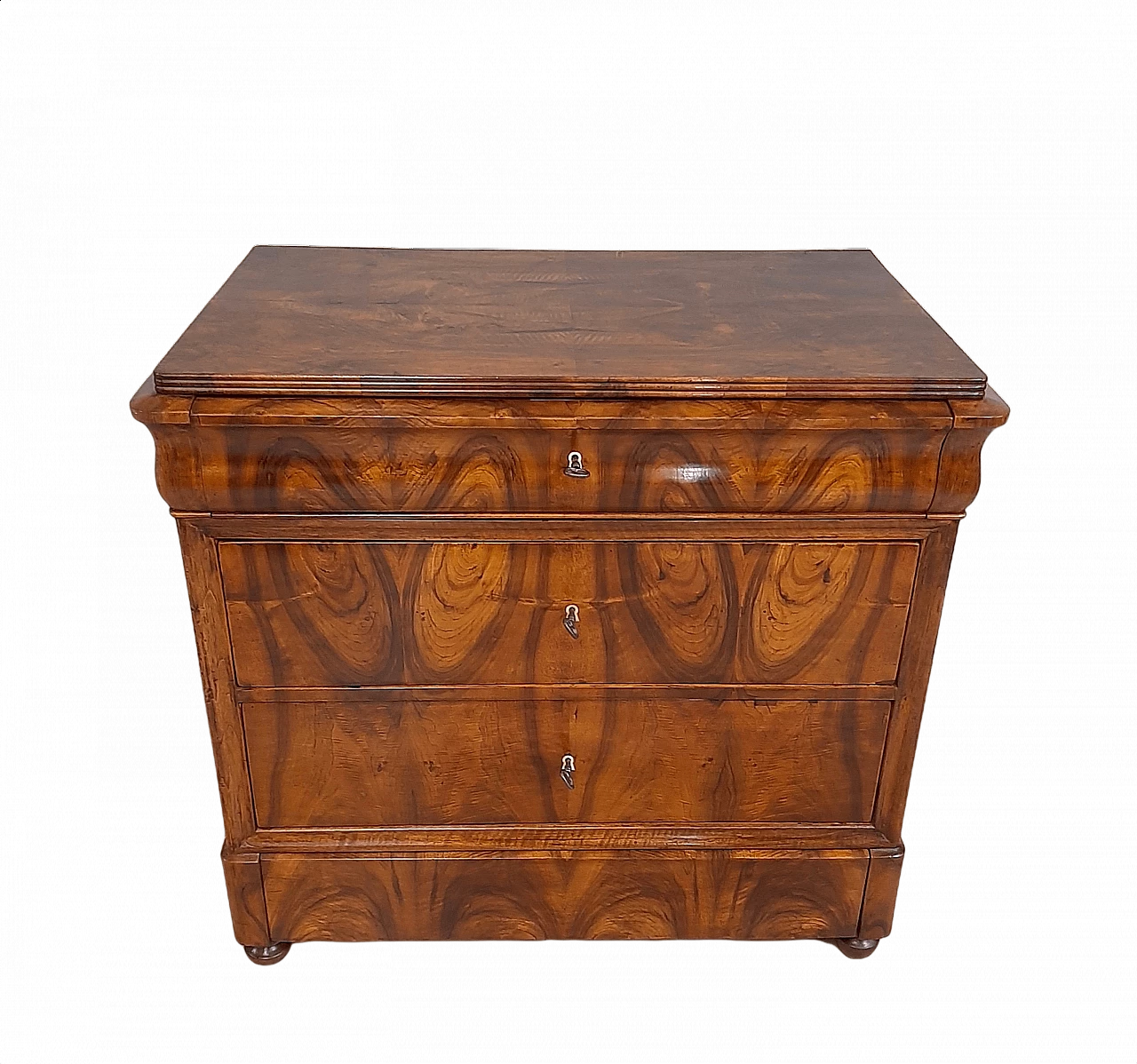 Cassettiera Biedermeier in noce biondo, '800 1382602