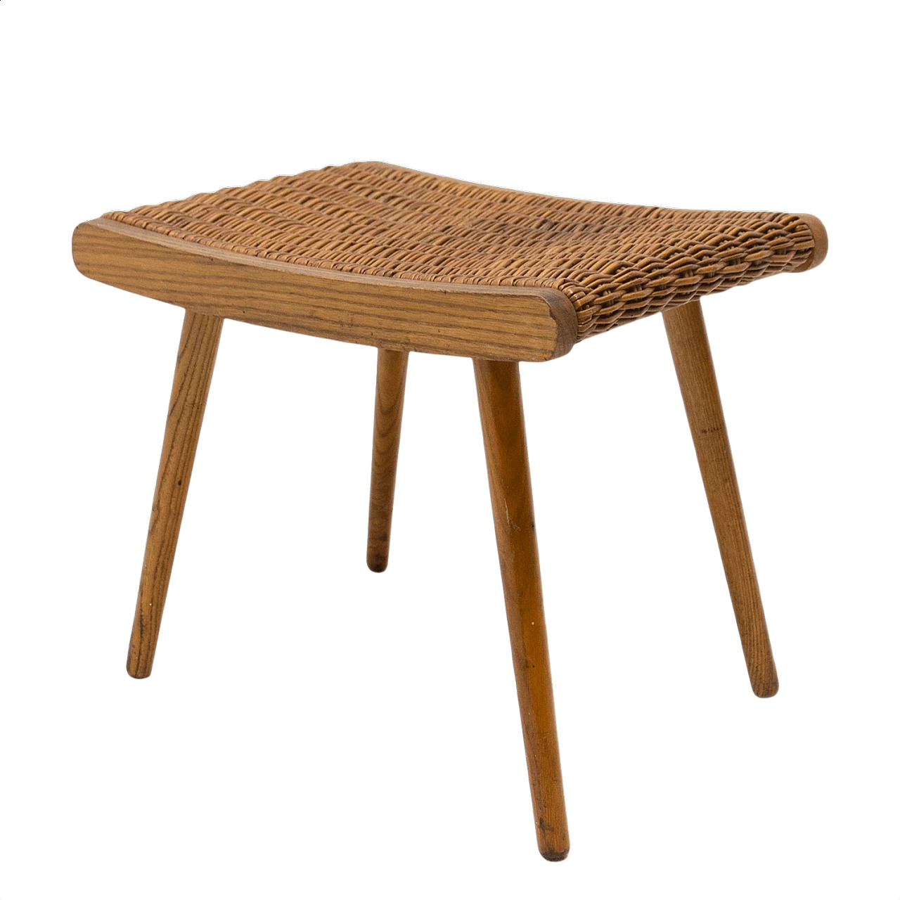 Sgabello in vimini e legno di faggio di Úluv, anni '60 1382607