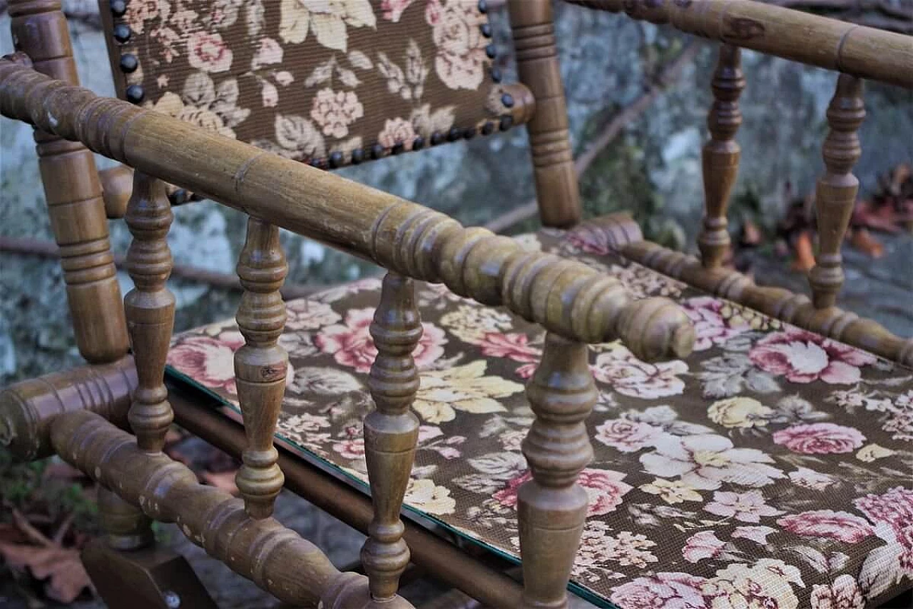 Sedia a dondolo in faggio e tessuto, anni '30 1382628