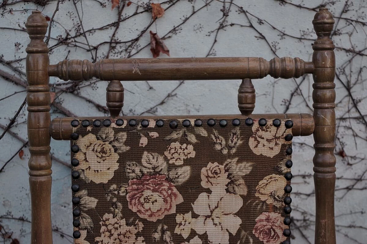 Sedia a dondolo in faggio e tessuto, anni '30 1382629