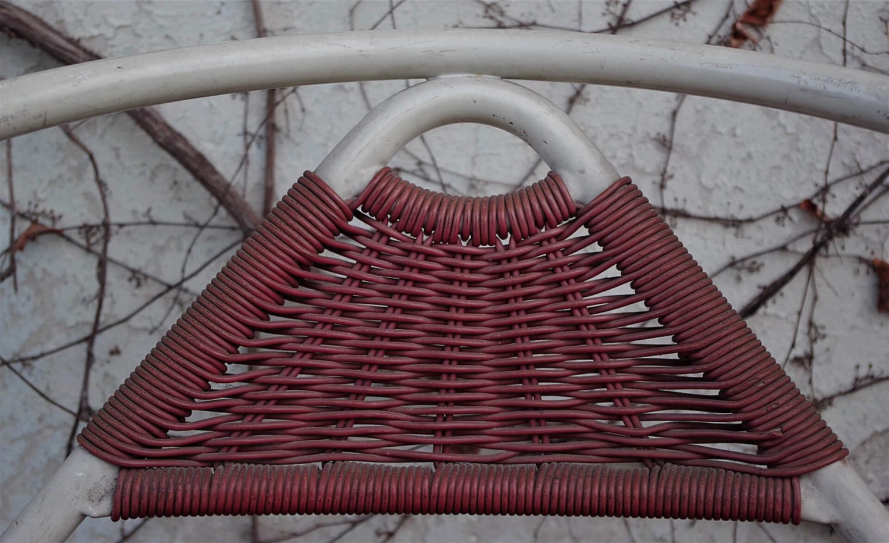 Coppia di sedie in ferro e corda di plastica, anni '50 1382644