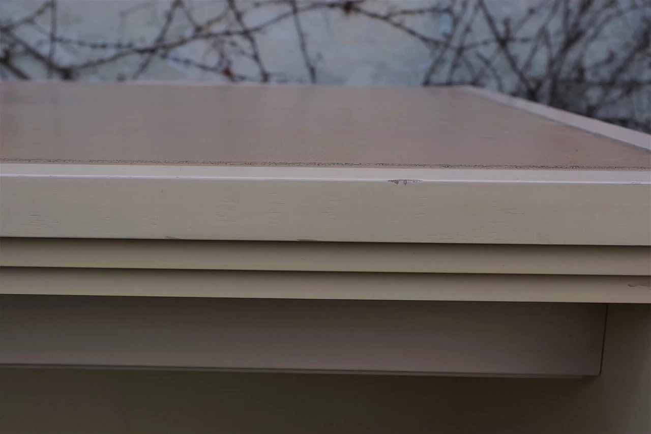 Tavolo da studio medico in legno tamburato con piano in pelle, anni '70 1382706