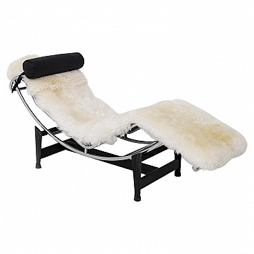LC4 chaise longue by Le Corbusier, Jeanneret and Perriand for Cassina in fur, 1960s