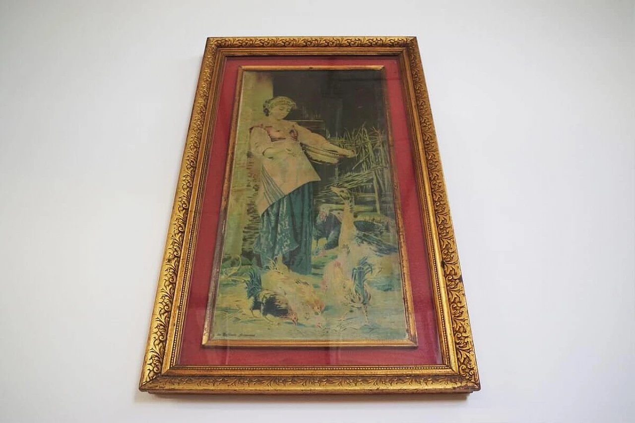 Painting with hand-carved wooden frame by Raffaele Armenise, 20s 1383002