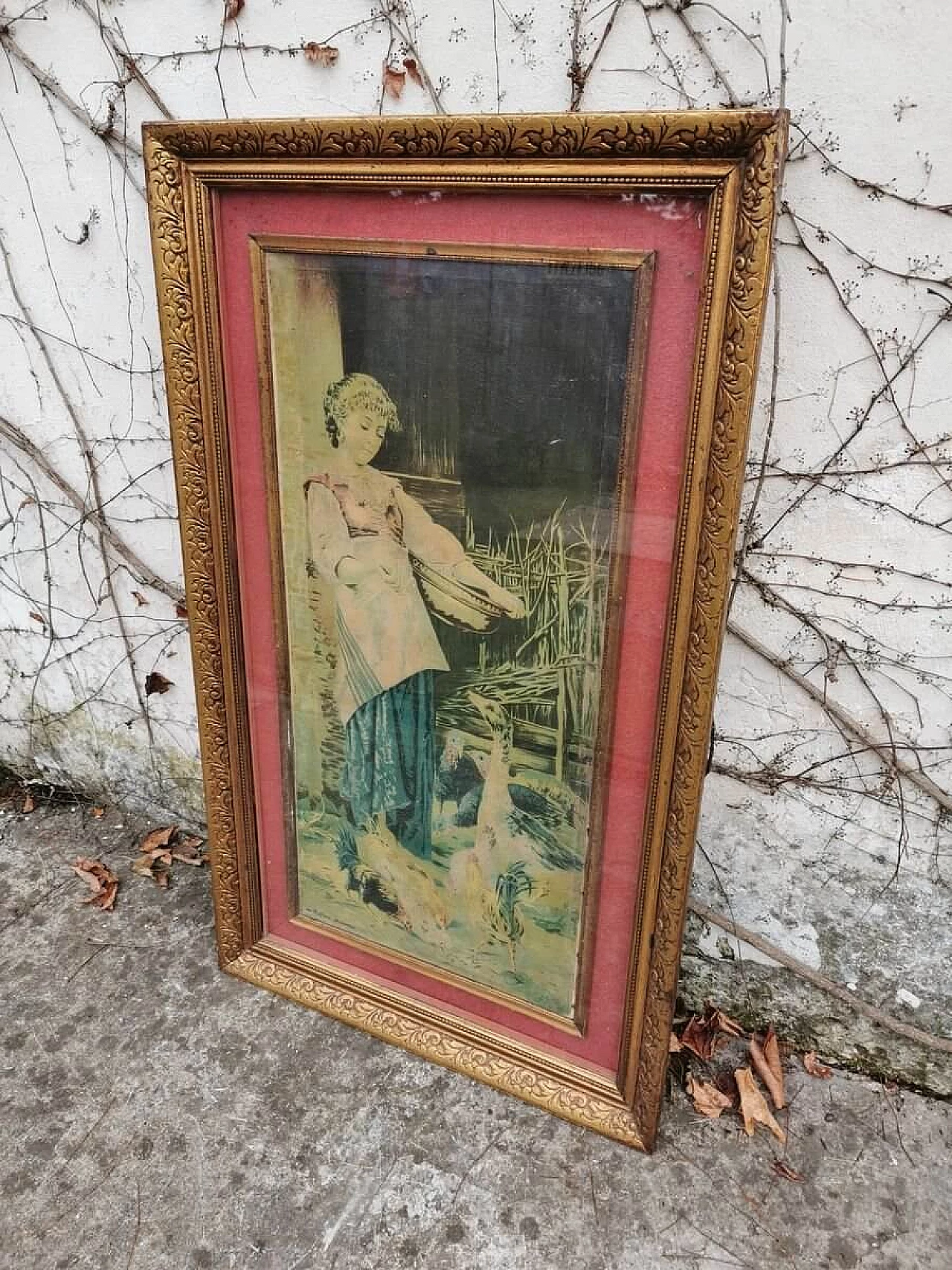 Painting with hand-carved wooden frame by Raffaele Armenise, 20s 1383003