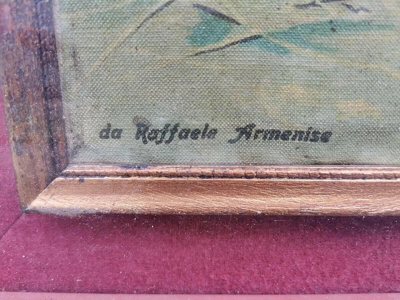 Painting with hand-carved wooden frame by Raffaele Armenise, 20s 1383004