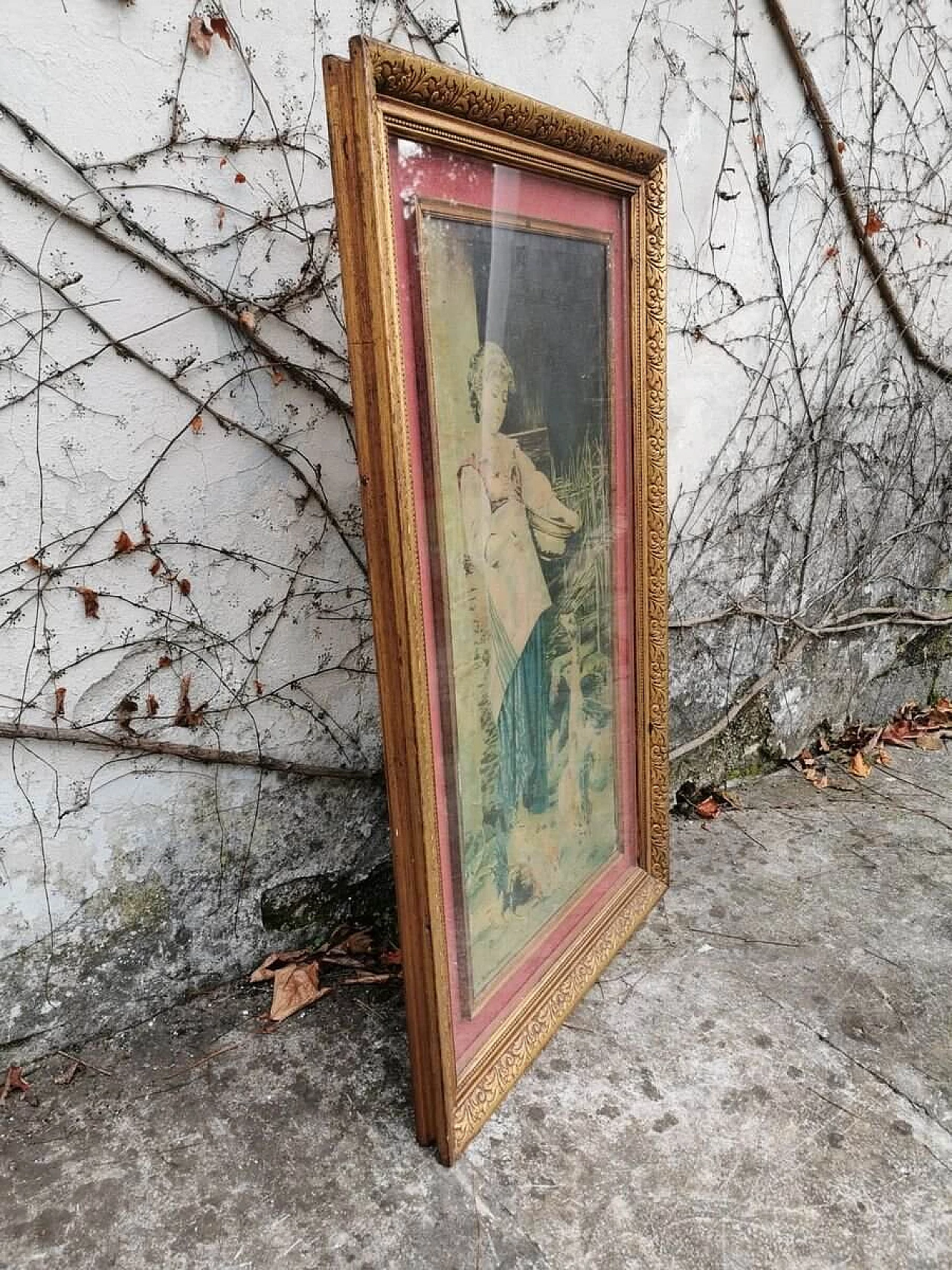 Painting with hand-carved wooden frame by Raffaele Armenise, 20s 1383008