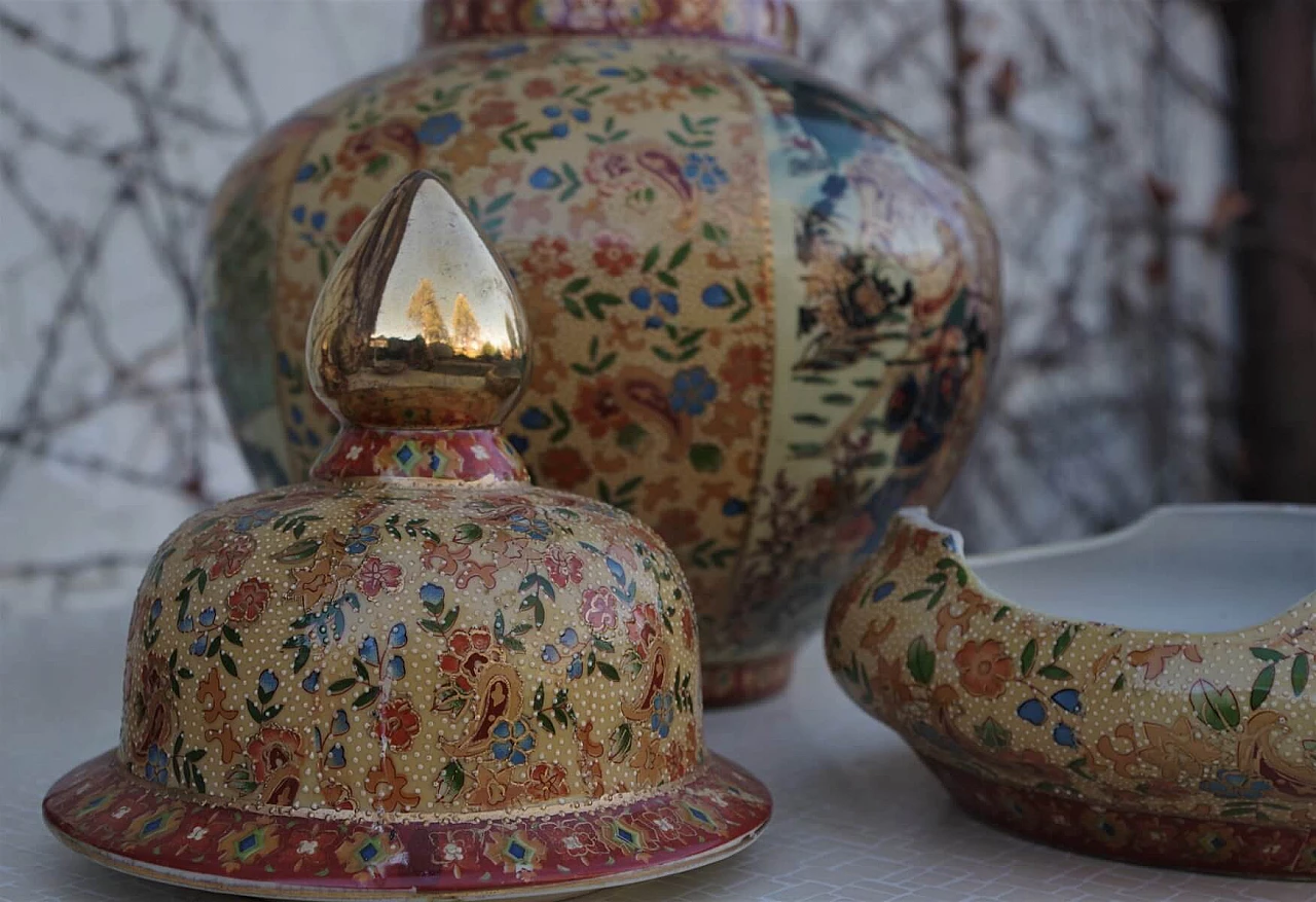 Pair of vases in hand-painted ceramic, 60s 1383068