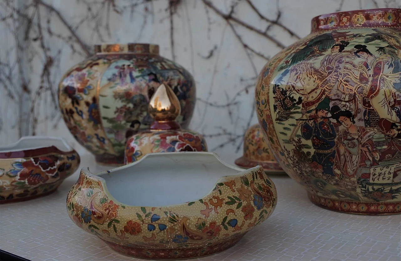 Coppia di vasi in ceramica dipinta a mano, anni '60 1383072