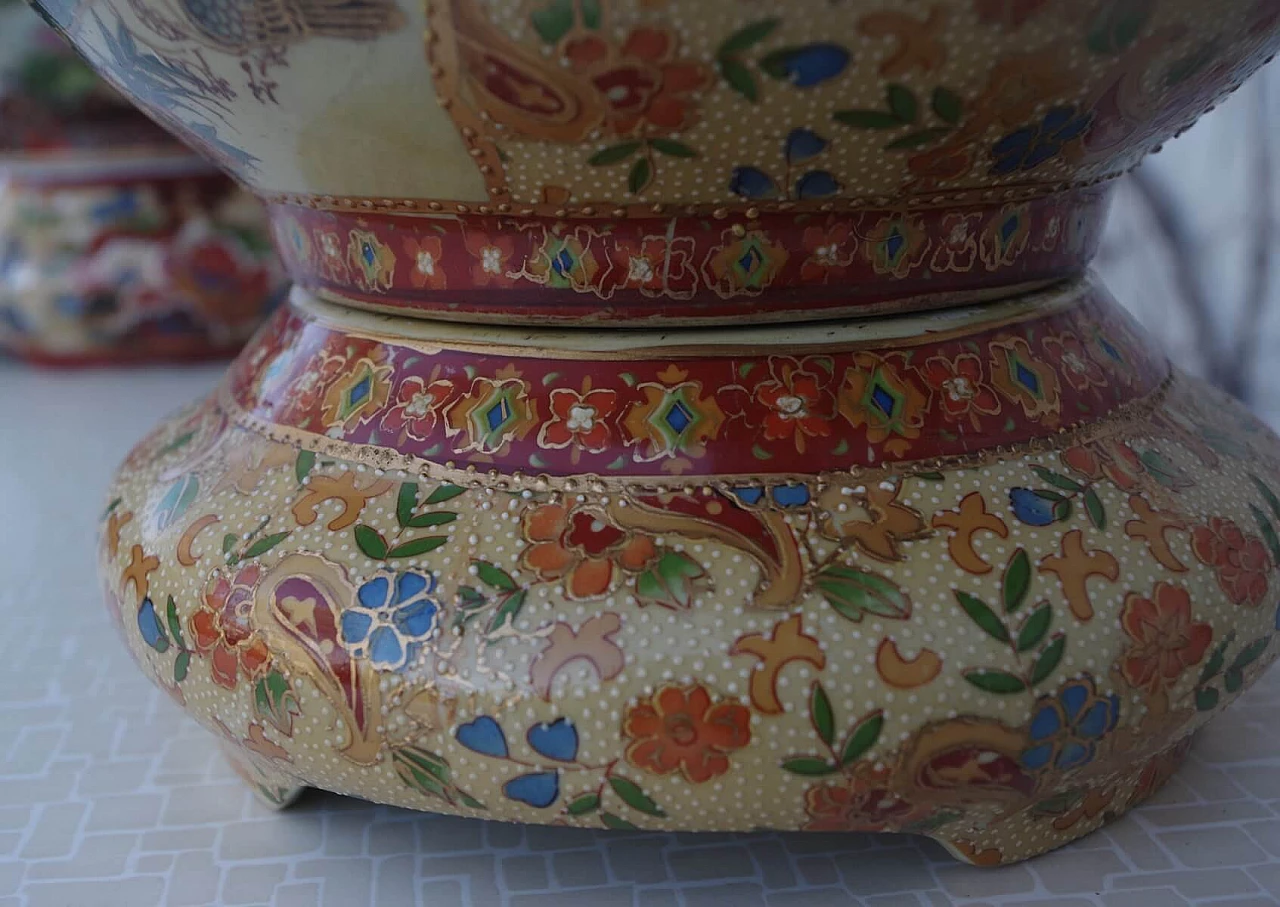 Pair of vases in hand-painted ceramic, 60s 1383079