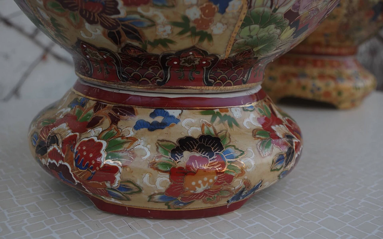 Pair of vases in hand-painted ceramic, 60s 1383080