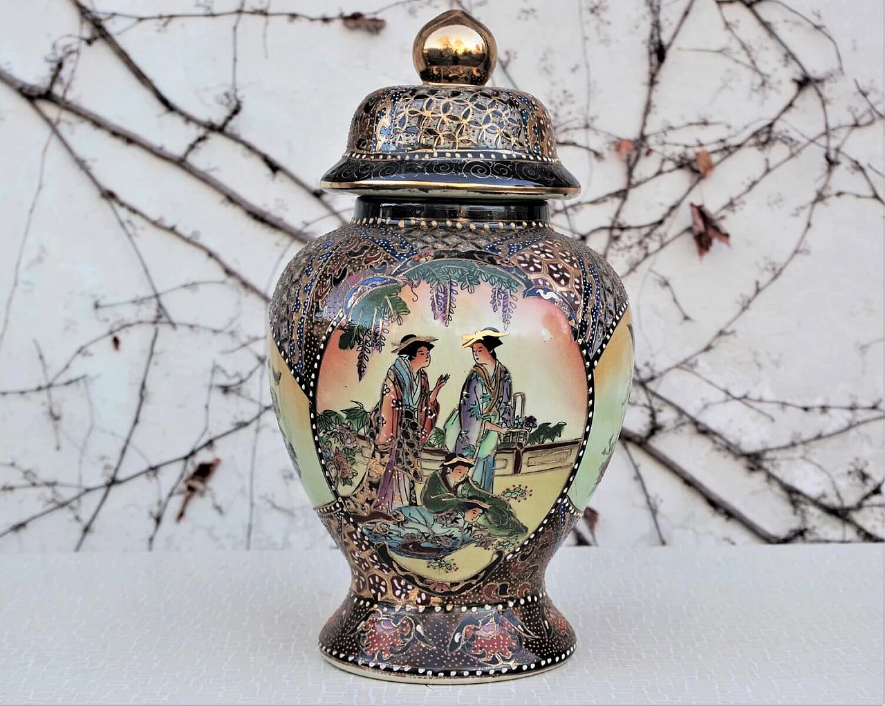 Hand-painted oriental ceramic vase, 1960s 1383082