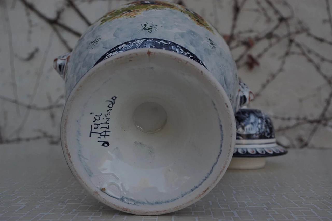 Vaso con coperchio in ceramica dipinta di Turi D'Albissola, anni '80 1383094
