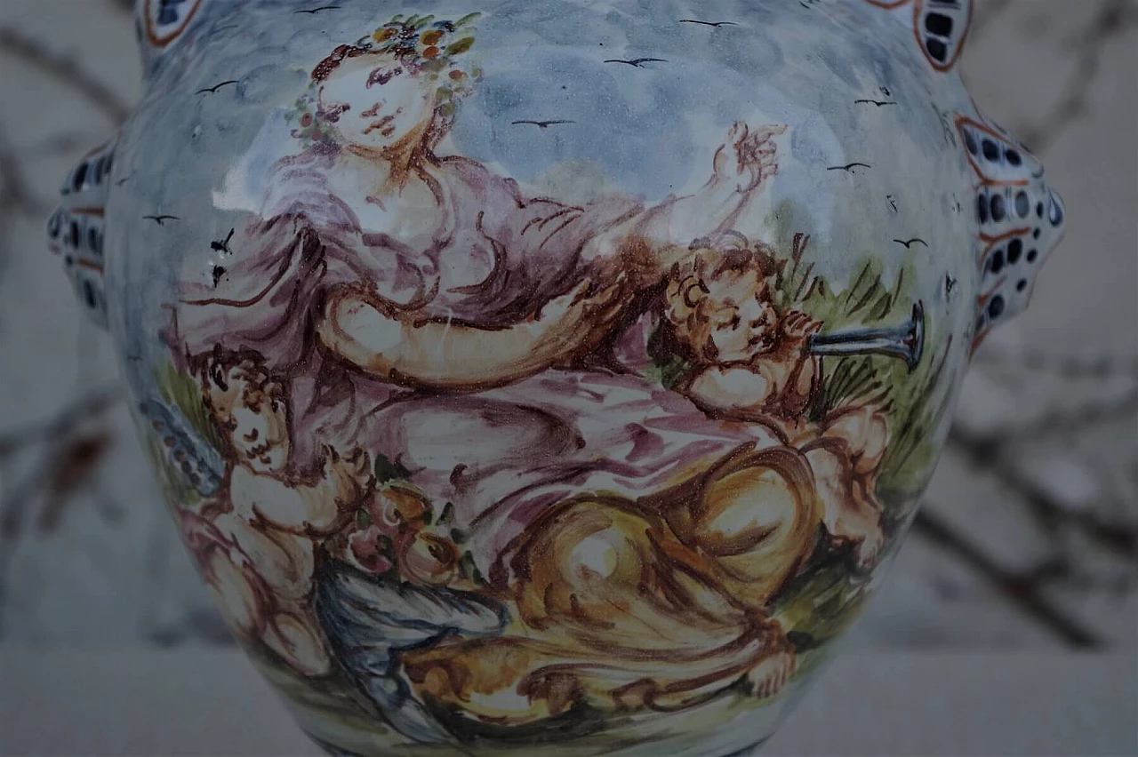 Vaso con coperchio in ceramica dipinta di Turi D'Albissola, anni '80 1383098