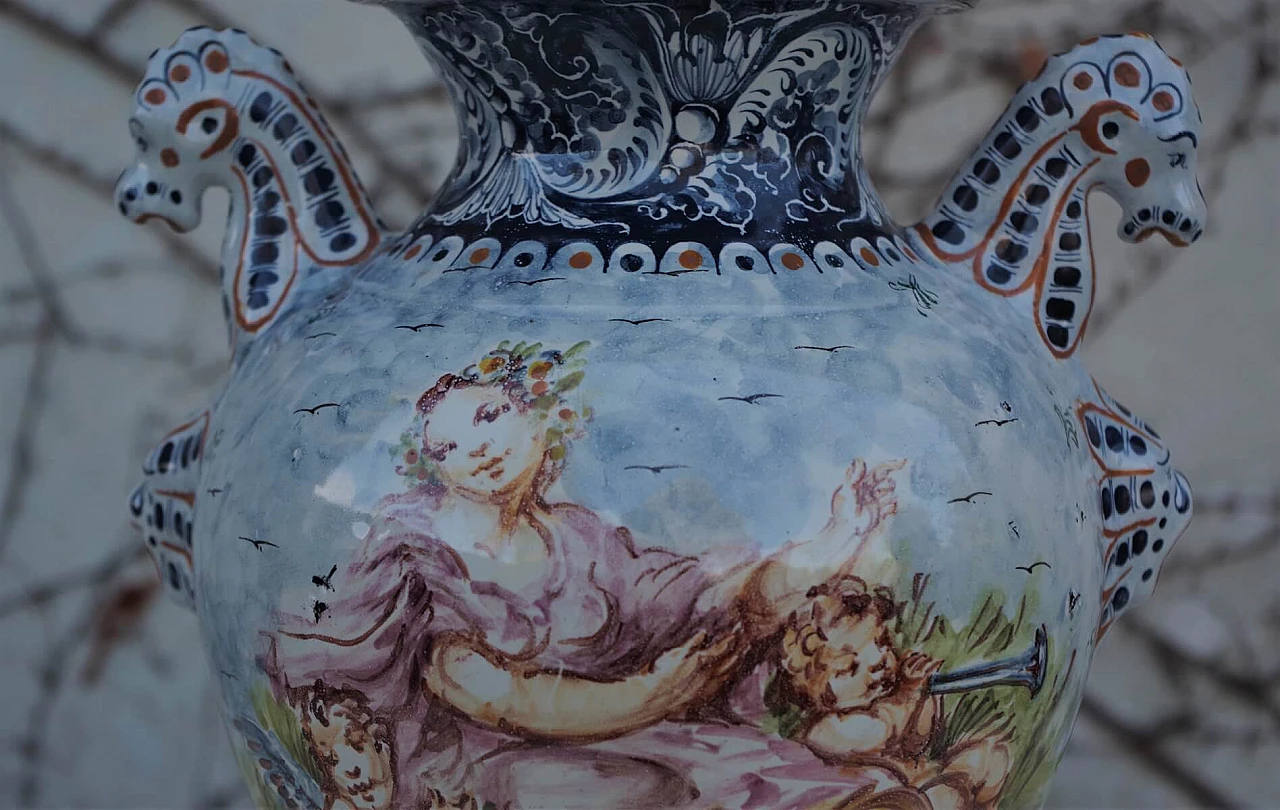Vaso con coperchio in ceramica dipinta di Turi D'Albissola, anni '80 1383099