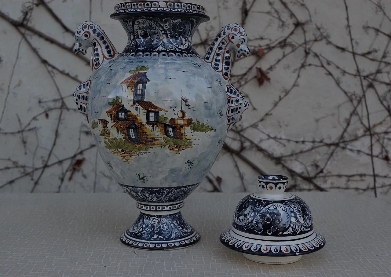 Vaso con coperchio in ceramica dipinta di Turi D'Albissola, anni '80 1383100
