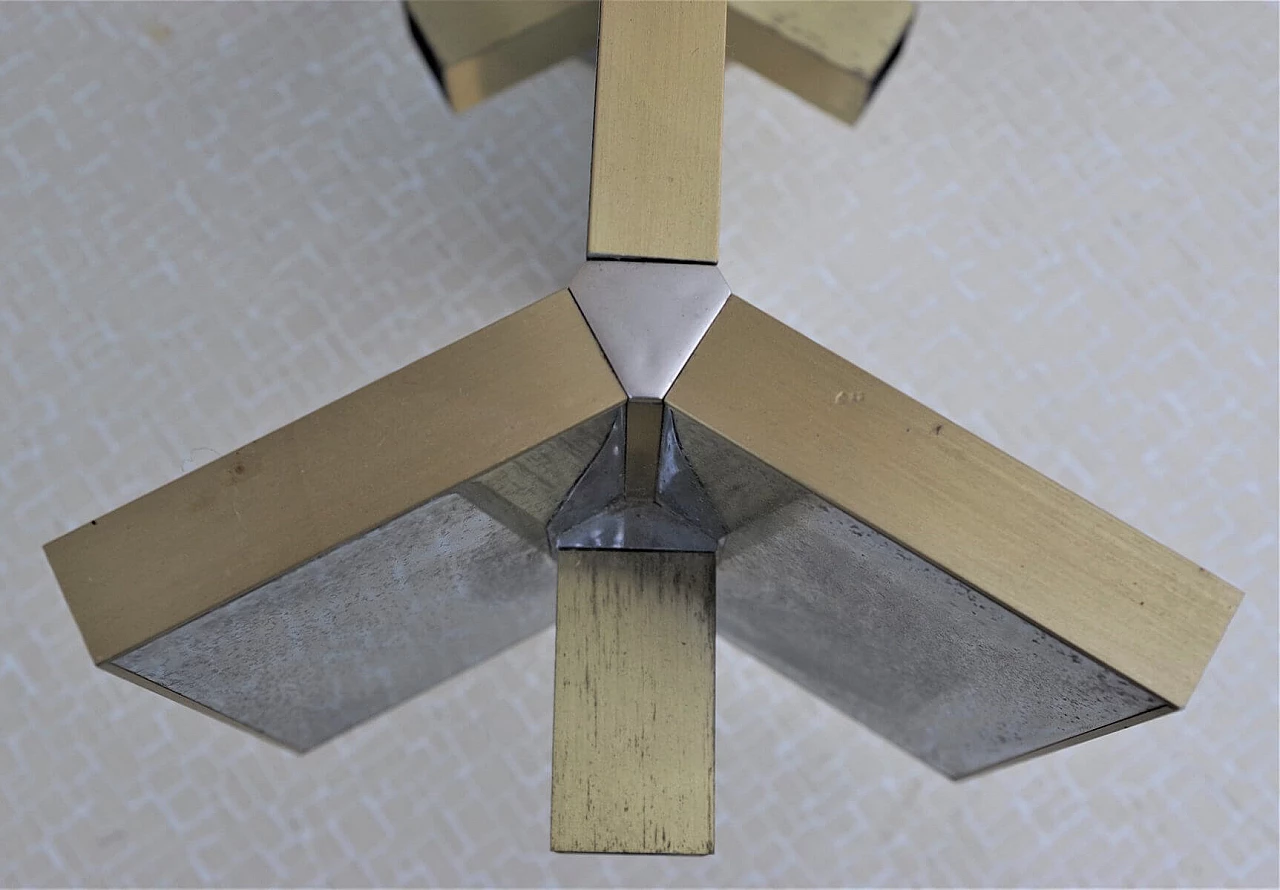Chandelier in chrome-plated aluminium and brass, 70s 1383173