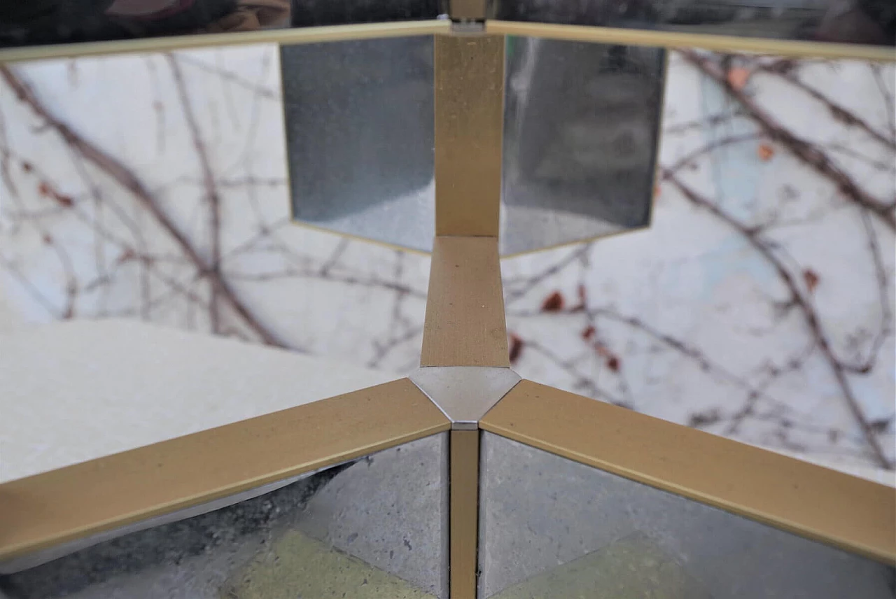 Chandelier in chrome-plated aluminium and brass, 70s 1383176