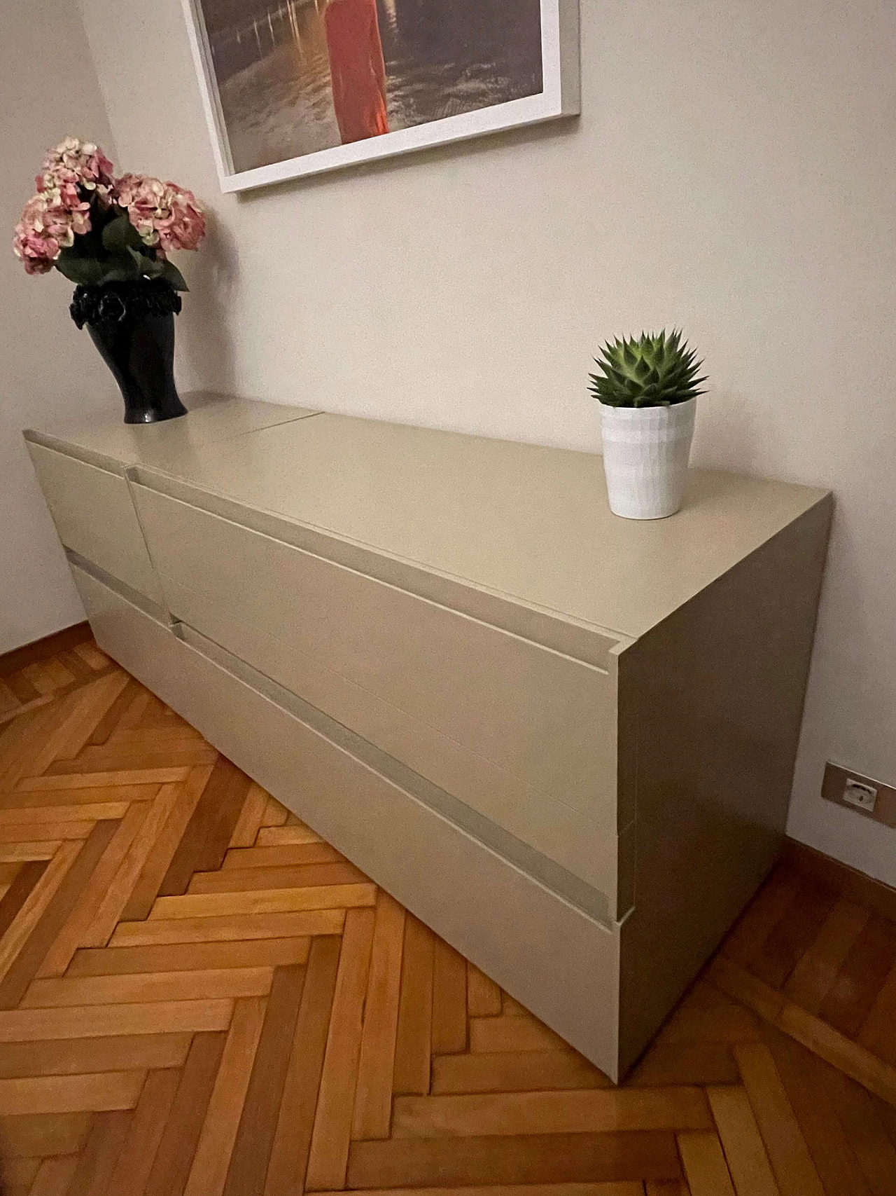 Coppia di cassettiere laccate a 3 cassetti, anni 2000 1383347