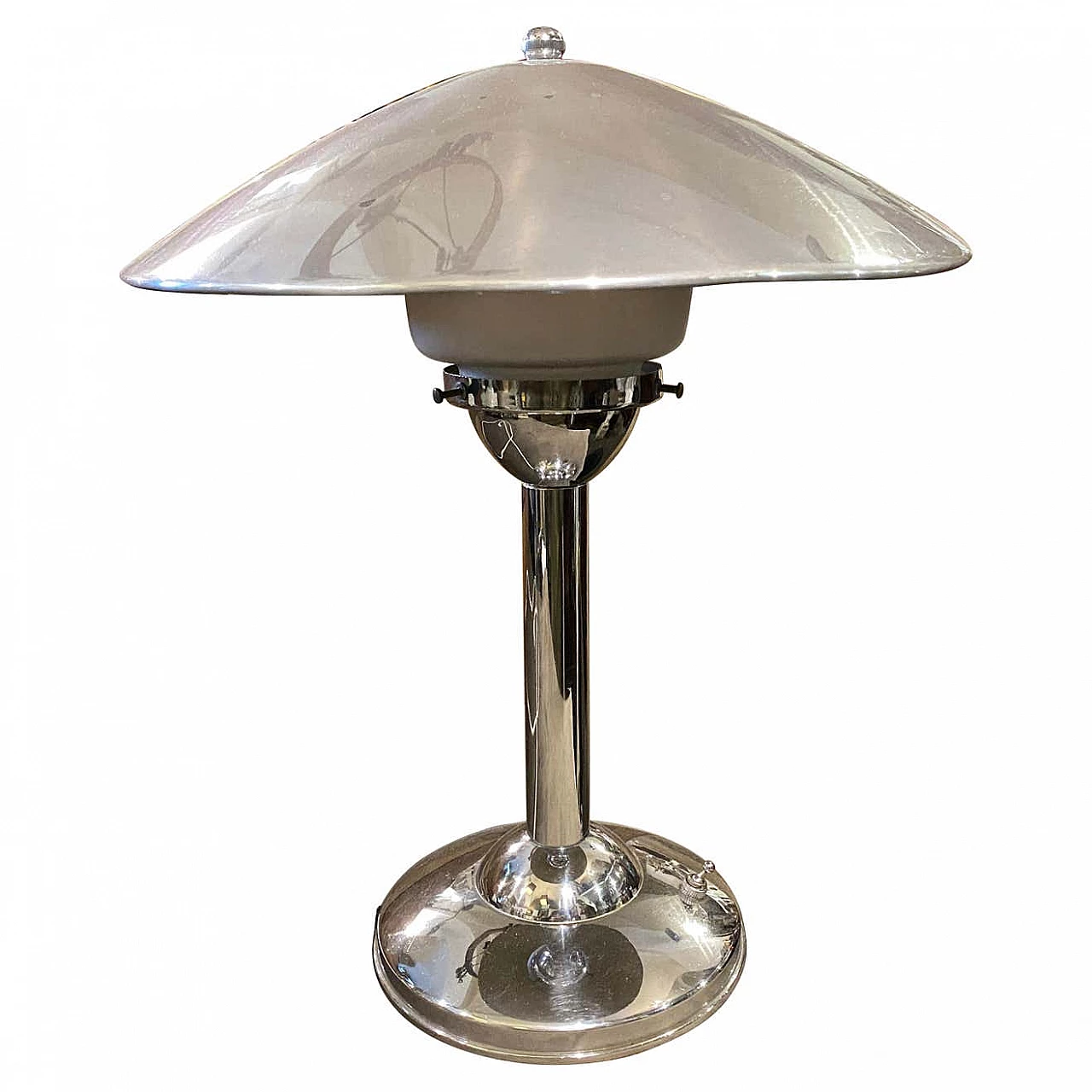 Chromed metal Art Deco table lamp, 1940s 1383431