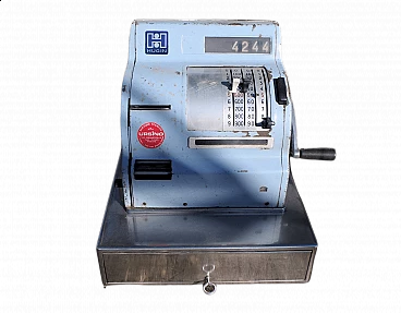 Cash register in metal and plastic by Hugin, 50s