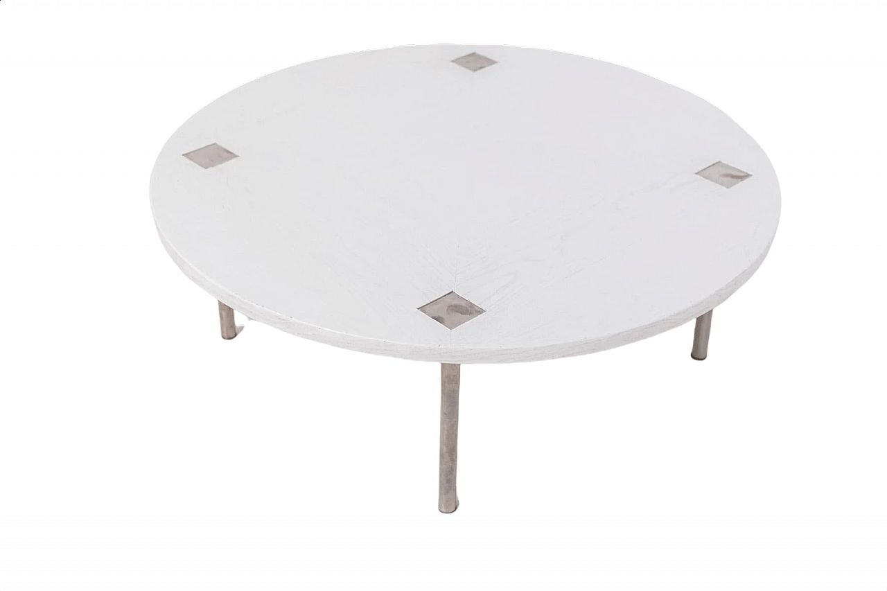 Tavolino tondo in legno bianco di Ettore Sottsass per Poltronova, 1959 1384020