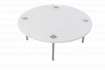 Tavolino tondo in legno bianco di Ettore Sottsass per Poltronova, 1959