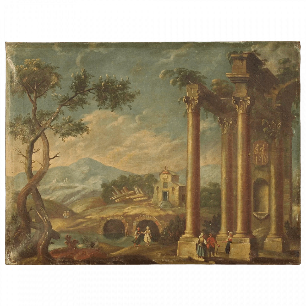 Architectural Capriccio, Italian oil painting on canvas 1384036