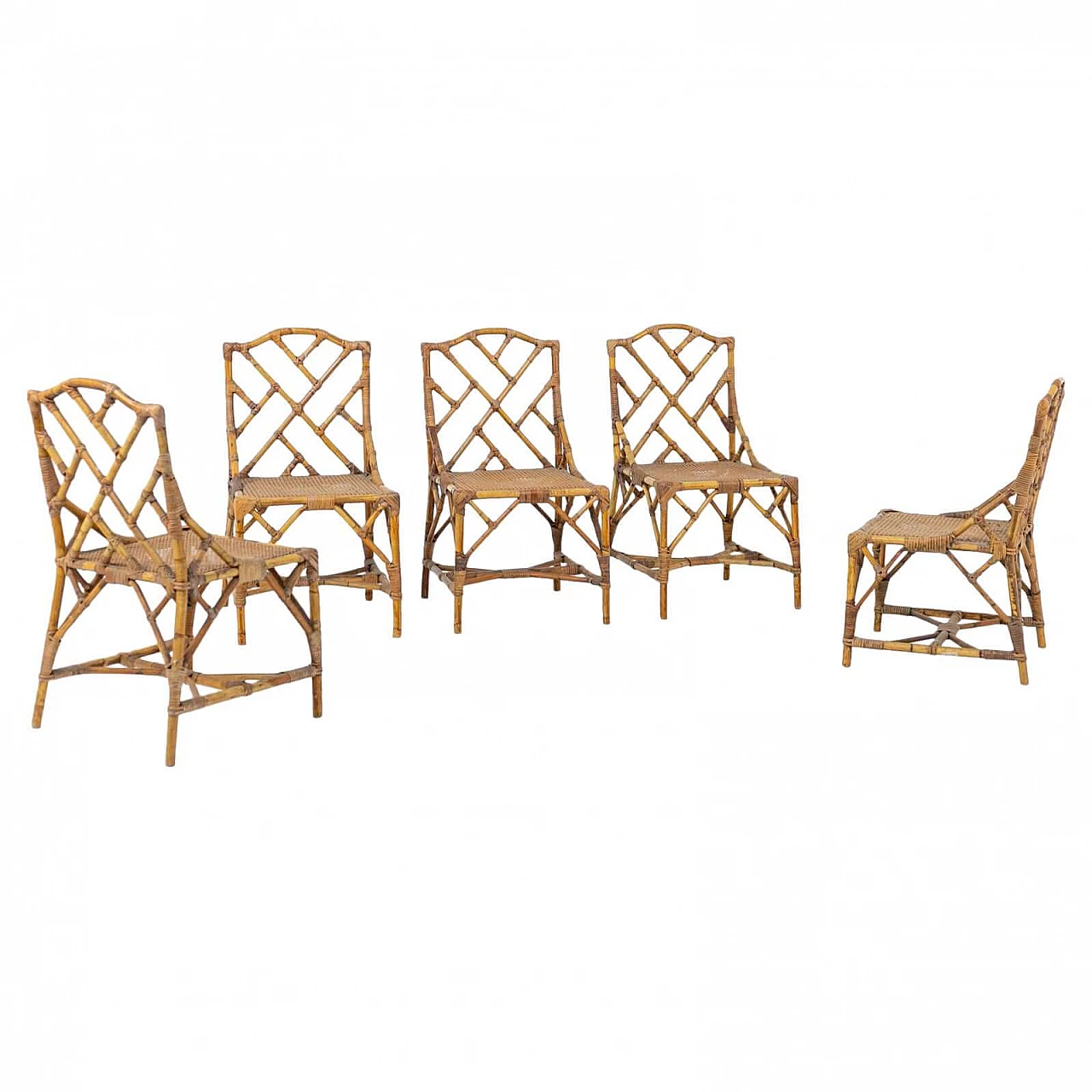 5 bamboo chairs by Vivai del Sud, 1960s 1384047