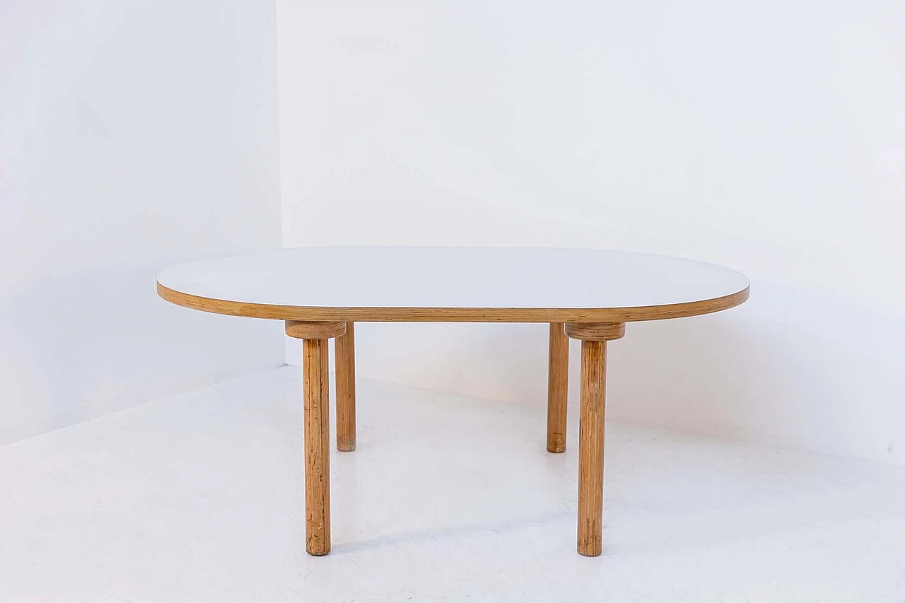 Plywood table with white laminate top by Mari for Driade, 1970s 1384075