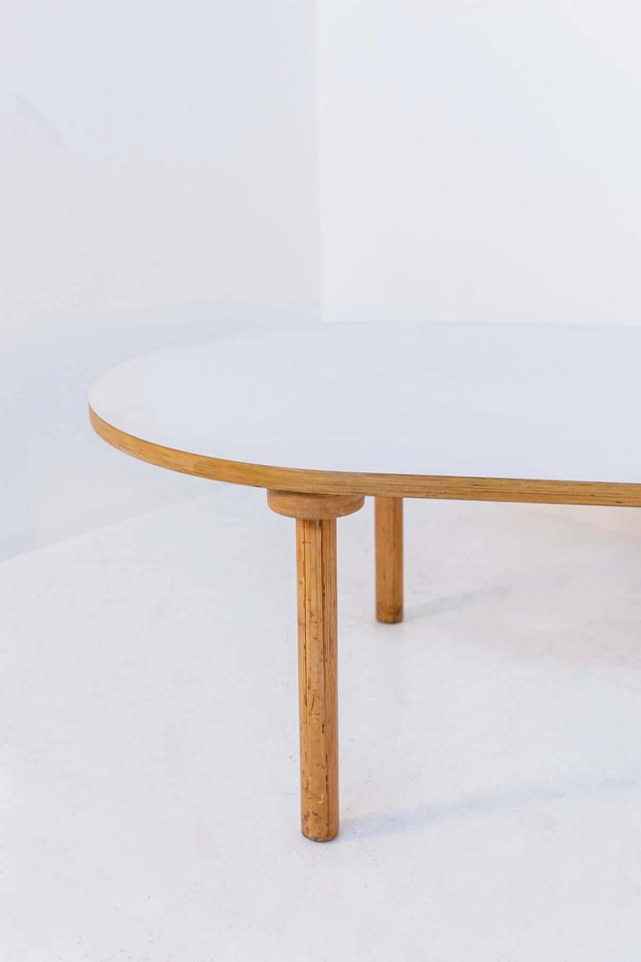 Plywood table with white laminate top by Mari for Driade, 1970s 1384076