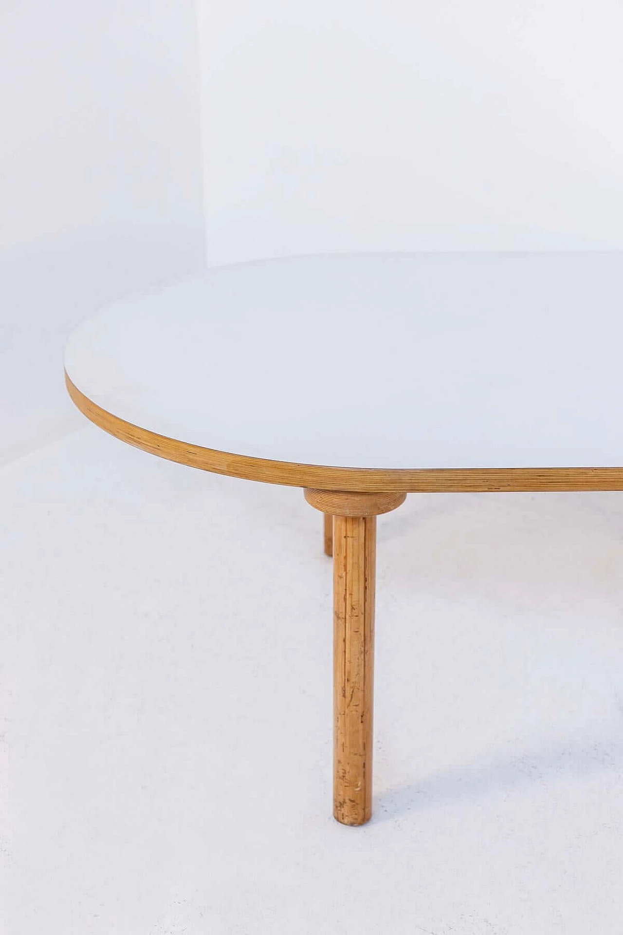 Plywood table with white laminate top by Mari for Driade, 1970s 1384077