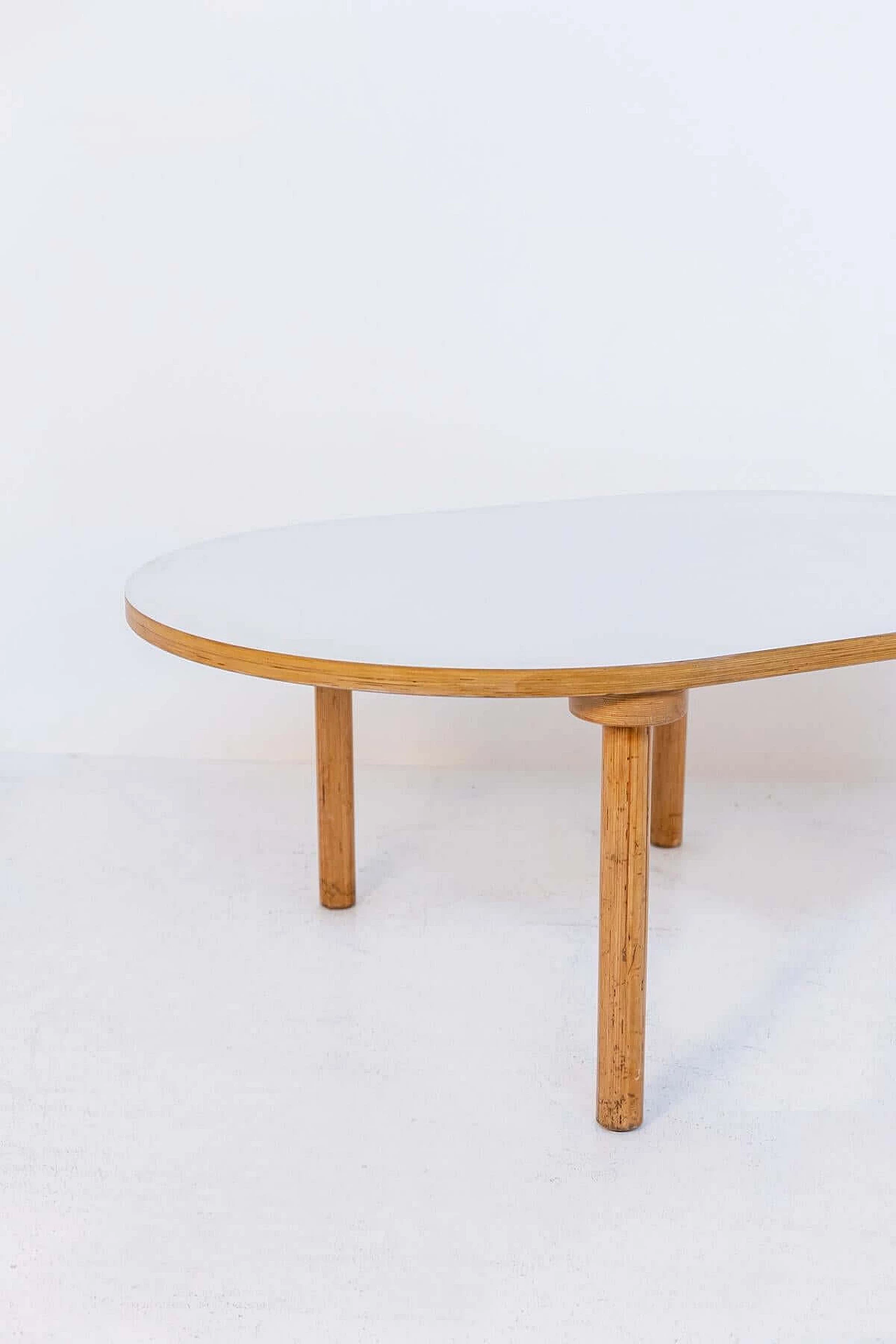 Plywood table with white laminate top by Mari for Driade, 1970s 1384078