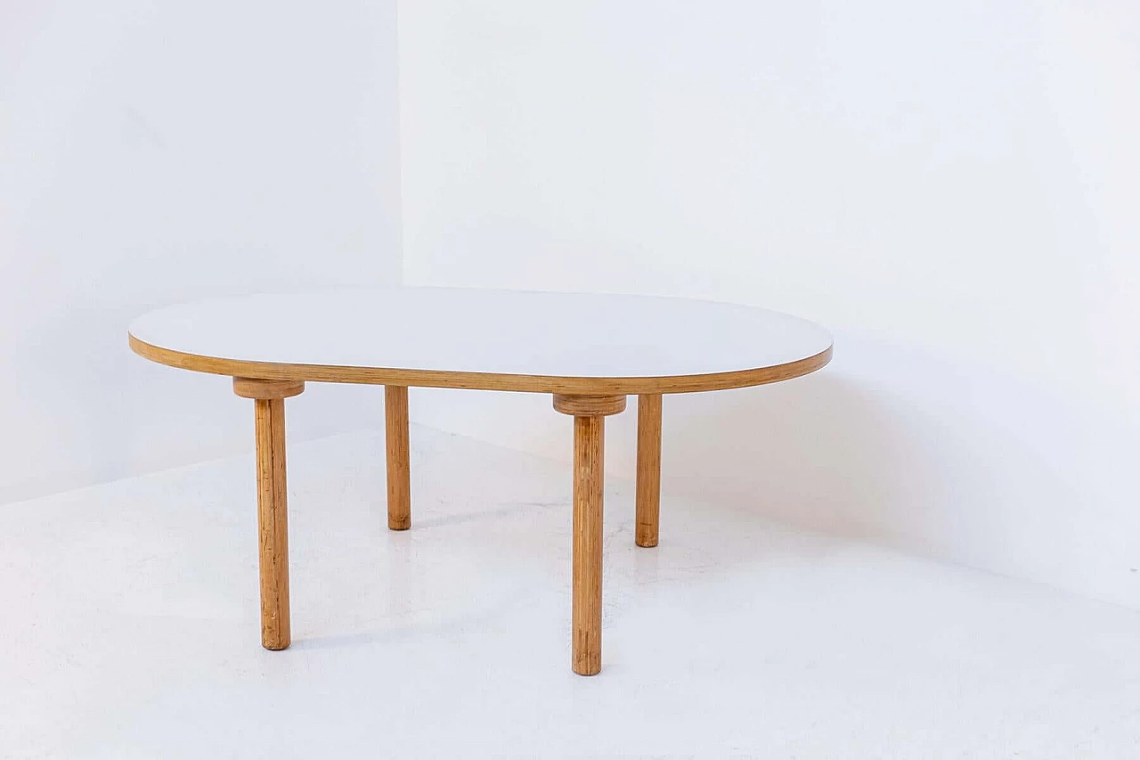 Plywood table with white laminate top by Mari for Driade, 1970s 1384080