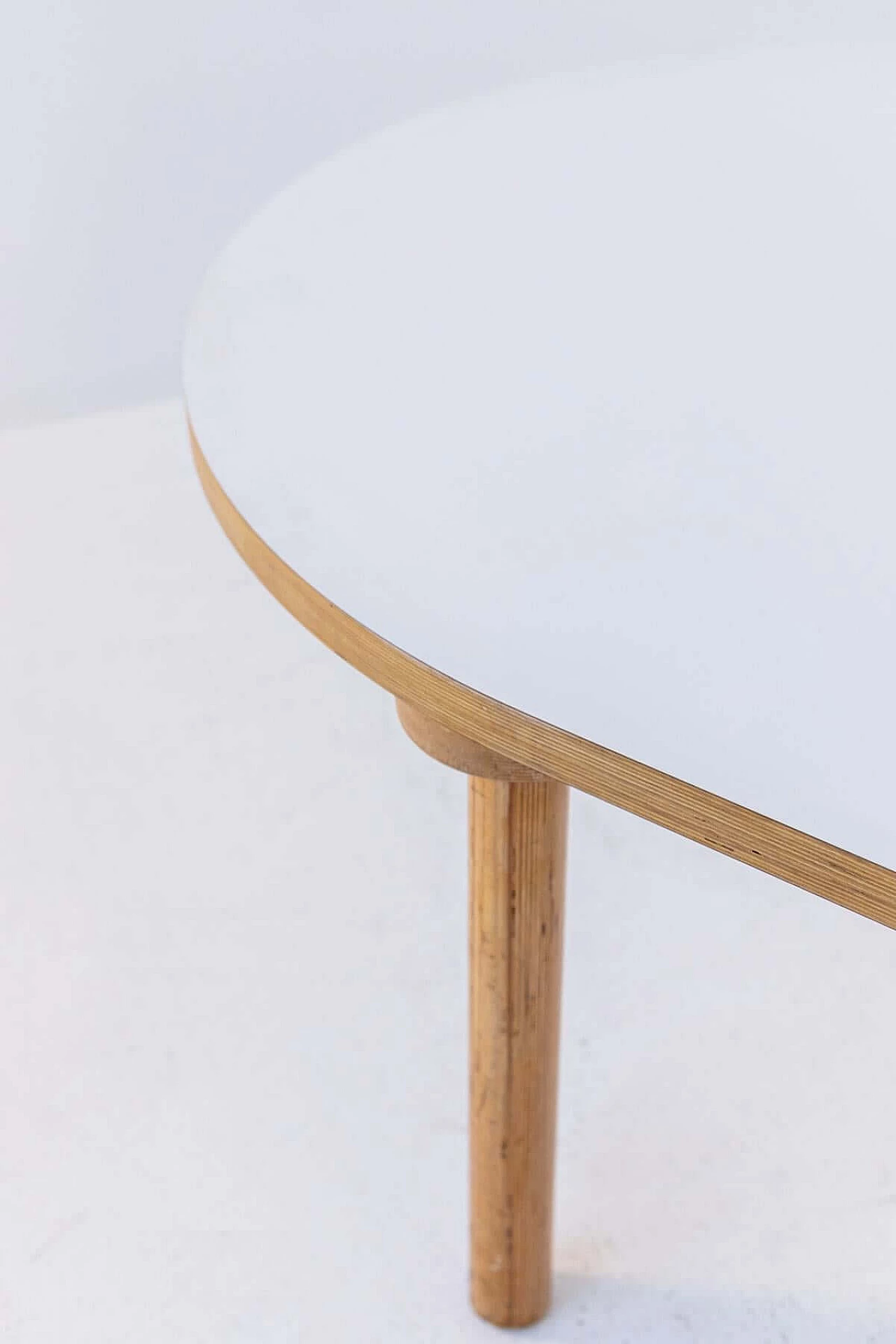 Plywood table with white laminate top by Mari for Driade, 1970s 1384081