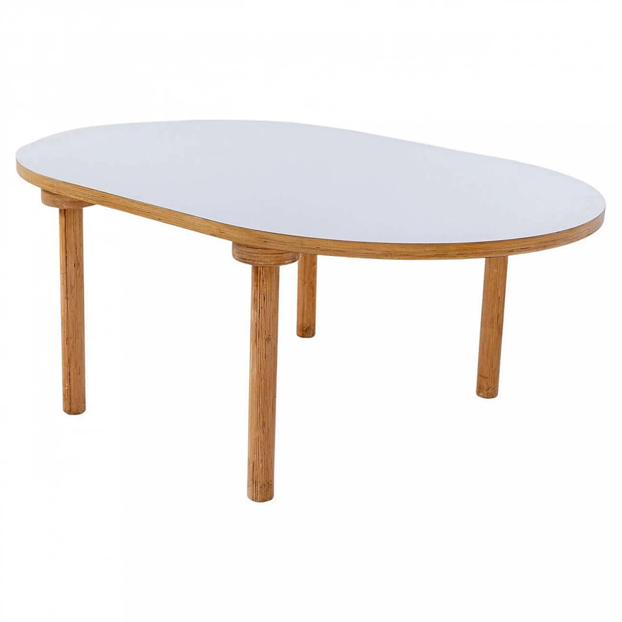 Plywood table with white laminate top by Mari for Driade, 1970s 1384083
