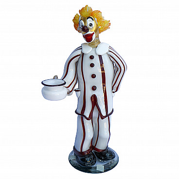 Clown with pythal in Murano glass by Alessandro Barbaro, 1980s