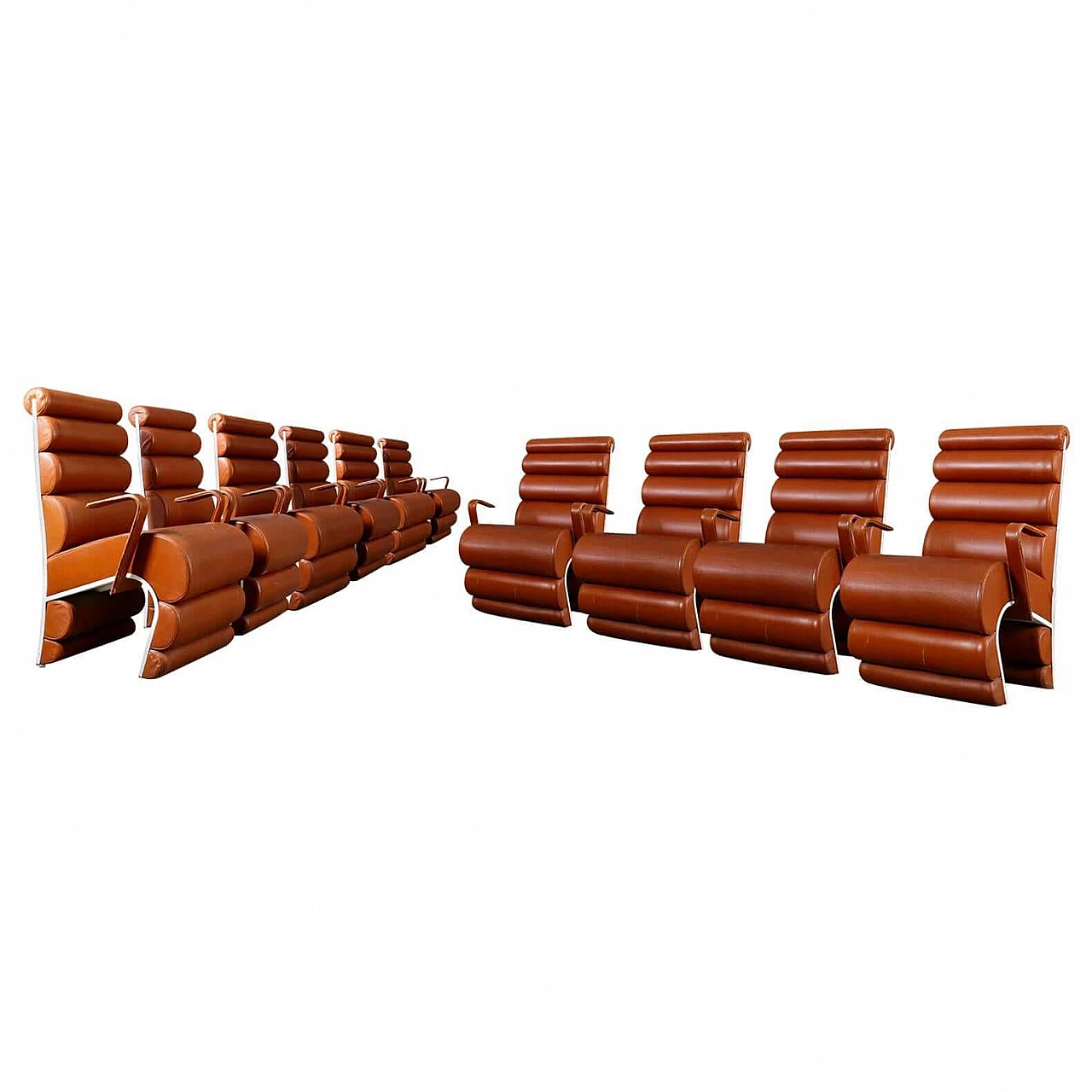 Leather armchair with white fibreglass frame attributed to Fabio Lenci, 1970s 1384163