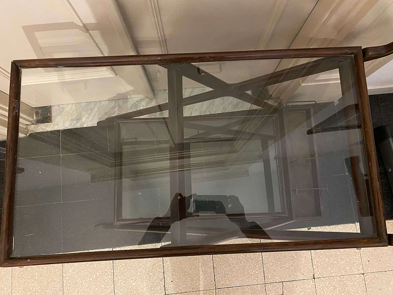 Lacquered walnut bar trolley, 1950s 1384219