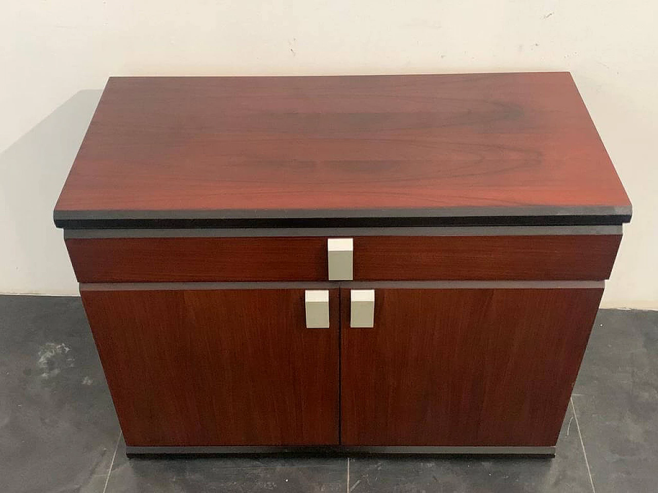 Pair of rosewood sideboards with chrome-plated metal handles, 1970s 1384340