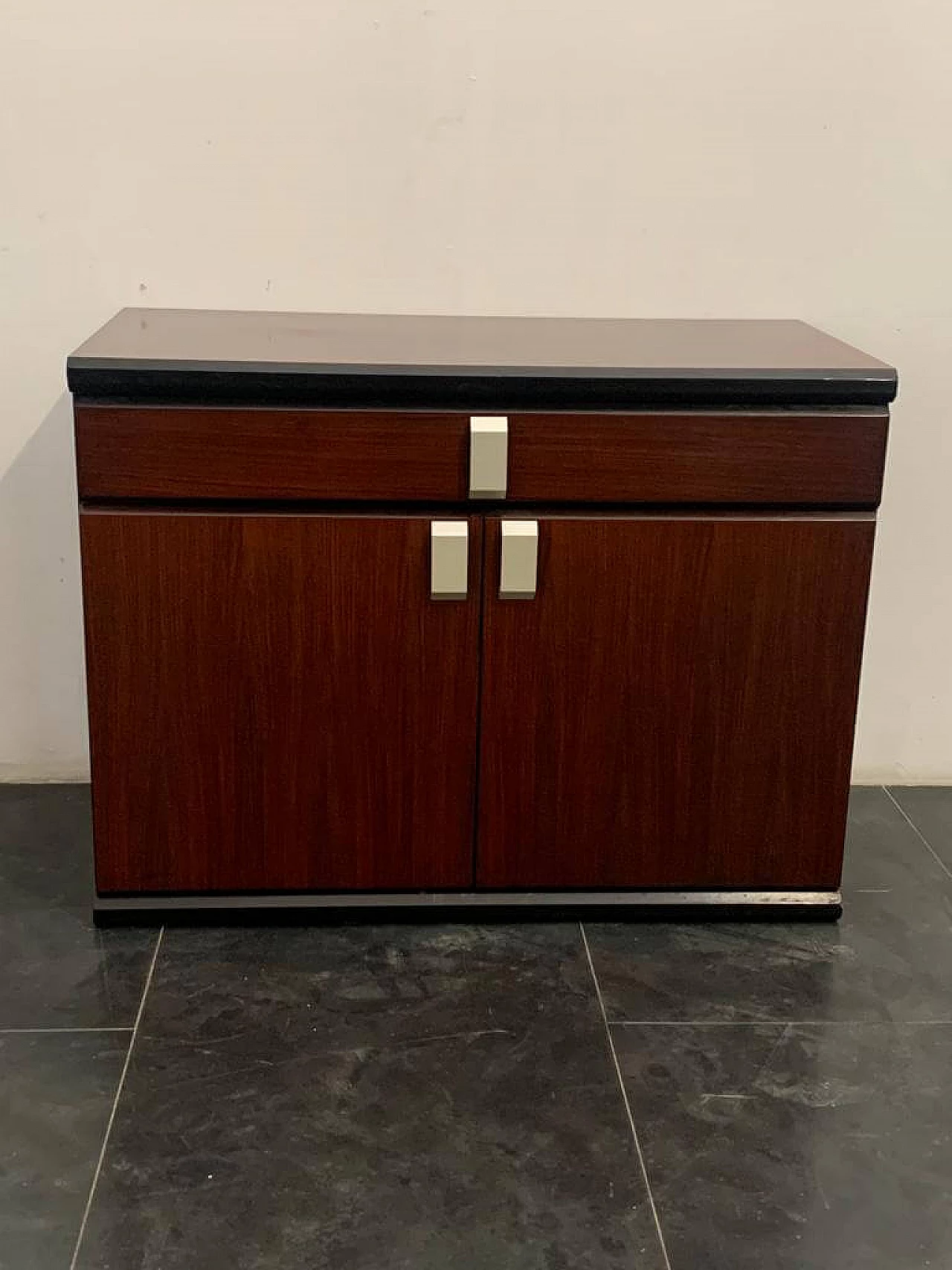 Pair of rosewood sideboards with chrome-plated metal handles, 1970s 1384341