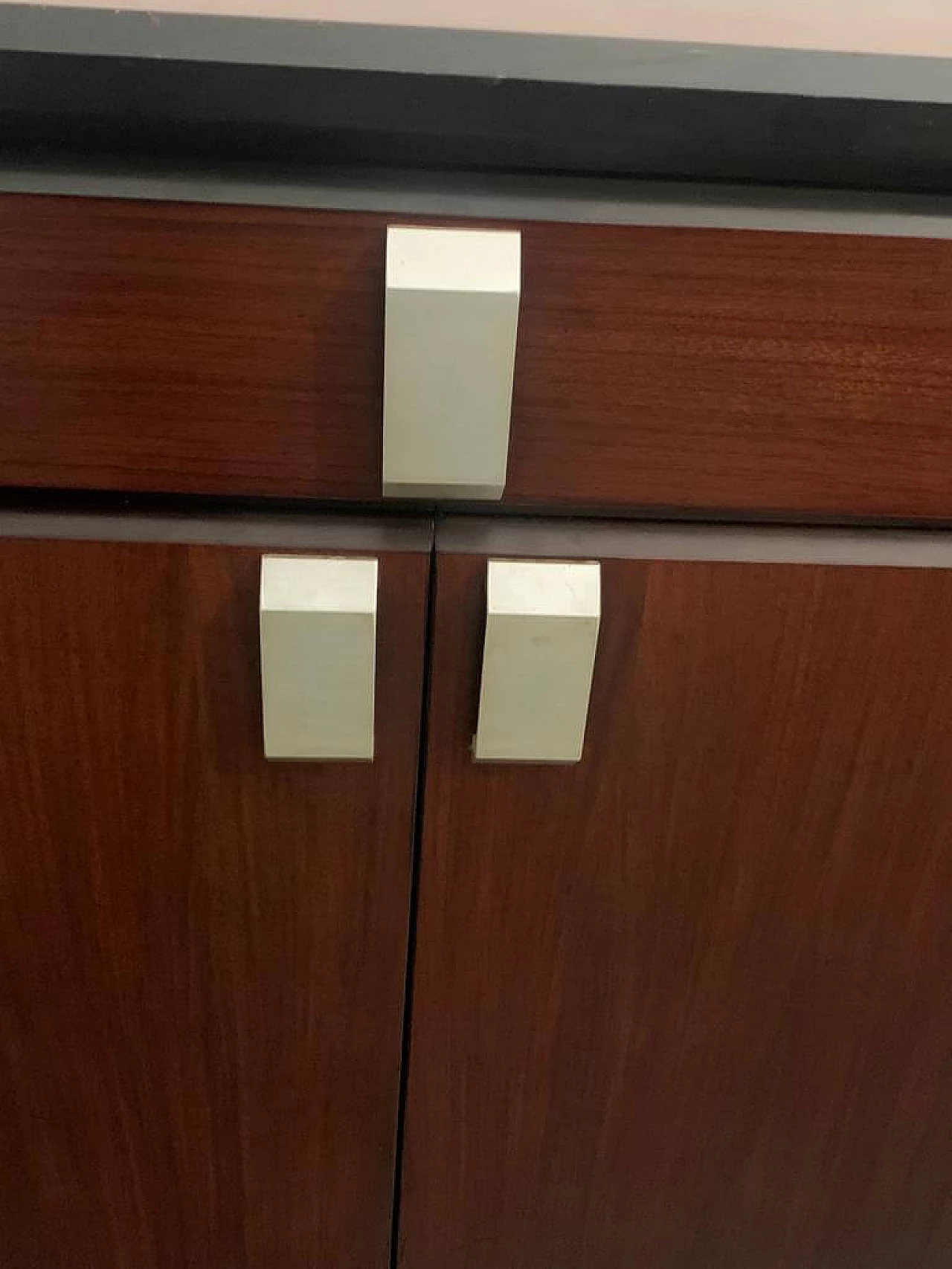 Pair of rosewood sideboards with chrome-plated metal handles, 1970s 1384346