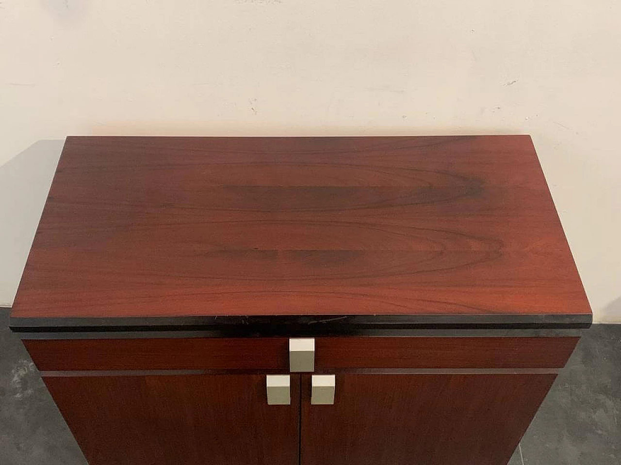 Pair of rosewood sideboards with chrome-plated metal handles, 1970s 1384347